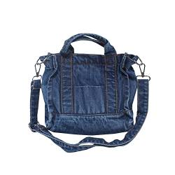 YIGEBAG Damen Denim Messenger Bag Lässige Umhängetasche Weibliche Jean Tasche Weiche Handtasche Einfarbig Mode Vintage Geldbörse Reißverschluss for Reisen von YIGEBAG
