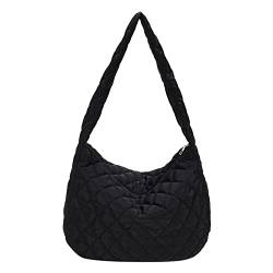 YIGEBAG Modische Umhängetasche, leicht, gesteppt, Damen, Hobo-Tasche, Baumwolle, Mädchen, große Tasche, einfarbig, for Frauen, Urlaub, Reisen von YIGEBAG