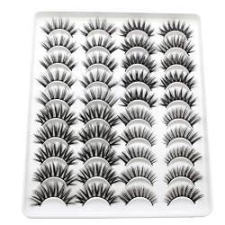 20 Paar Falsche Wimpern Natürliche Cateye Wimpern 4 Gemischte Dicke Wispy 3D Kunstwimpern Falsche Wimpern Cateye Kunstwimpern Natürlicher Look Wispy Lockig Packung von YIGZYCN