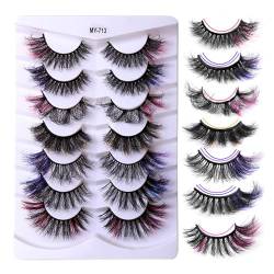 7 Paar 3D Farbige Falsche Wimpern Dramatische Natürliche Dicke Falsche Wimpern Augen Make Up Verlängerung Für Frauen Mädchen Farbige Falsche Wimpern 25 Mm von YIGZYCN