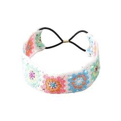 Floral Gestricktes Stirnband Für Frauen Stretch Turban Florales Gehäkeltes Ethnisches Krawatten Kopfwickel Stirnband Florales Stirnband von YIGZYCN