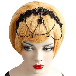 Gothic Spitzen Stirnband Für Brautfrauen Perfekt Für Hochzeiten Und Partys Quasten Kopfschmuck Dunkle Serie Kopfbedeckung Haar Accessoire Vintage Stirnband von YIGZYCN