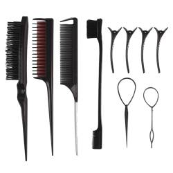 Haarbürsten Set Haar Schwanz Werkzeuge Neckende Haarbürste Kantenbürste Mit Haarklammern Für Frauen Und Mädchen Haarstyling Haar Styling Kamm Set Schwanzkamm Mit Clips Kantenbürste Für Frauen von YIGZYCN