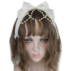 Spitze Bögen Kopfschmuck Mehrschichtige Spitze Mit Kette Big Bowknot Stirnband Maid Haar Ornamente Spitze Haar Hoop Cosplay Kopfschmuck von YIGZYCN