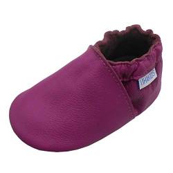 YIHAKIDS Babyschuhe für Mädchen, Jungen, weiches Leder, Baby, Kinder, Hausschuhe aus weichem Leder, Schuhe für Mädchen, Jungen, erste Schritte, 0 – 6 Monate – 2 Jahre, violett, 21/22 EU von YIHAKIDS