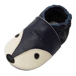 YIHAKIDS Premium Weiche Leder Krabbelschuhe Babyschuhe Kleinkind Lauflernschuhe(Size S,Navy blau,0-6 Monate,19/20 EU) von YIHAKIDS