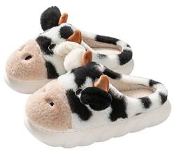 YILANLAN Frauen Hausschuhe Nette Schwein Hausschuhe Dinosaurier Tier Hausschuhe Warme Winter Plüsch Hausschuhe (Schwarz, adult, numeric_38, numeric_range, eu_footwear_size_system, numeric_39, medium) von YILANLAN