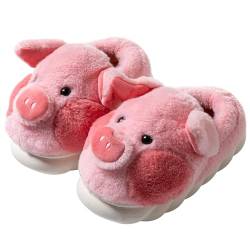 YILANLAN Winter süße Tier Schwein Plüsch Damen Hausschuhe Indoor warme rutschfeste Halbpackung Frühling und Herbst Plateauschuhe (39/40, Pink1, numeric_39) von YILANLAN