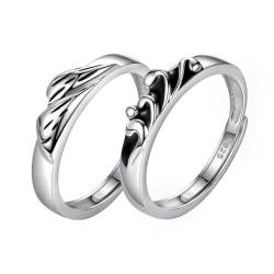 Mode S925 Sterling Silber Ringe Öffnung Verstellbare Paar Ringe Kreativer Valentinstagsschmuck von YILDEX