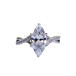 YILDEX 925 Silberringe Für Frauen Mode Temperament Vorschlag Ringe 6 * 12 Einzeldiamant Einfache Ringe, Weiß,9 von YILDEX
