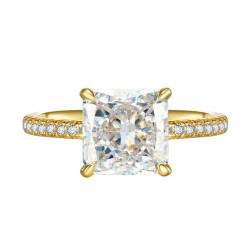YILDEX Frauen 925 Silber Ringe 8 * 8 High Carbon Diamond Ice Cut Ringe Mode Romantische Heiratsantragsringe, Golden,5 von YILDEX