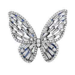 YILDEX Mode S925 Silber Ringe Frauen Schmetterling Zirkon Ringe Romantische Heiratsantragsringe,Weiß,8 von YILDEX