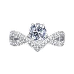 YILDEX Mode S925 Sterling Silber Ringe Klassische Weiße Diamantringe Frauen Romantische Eheringe,Weiß,6 von YILDEX