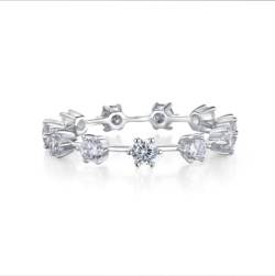 YILDEX Mode S925 Sterlingsilber Ringe Einfache Damenreihe Diamantringe,Weiß,8 von YILDEX