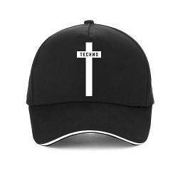 Baseballmütze Techno Cross Print Mütze Herren Damen Schwarze Baseballkappe Verstellbare Snapback Musik Festival Sommermütze Fashion Stage Hip Hop Hut Geschenk für Männer und Frauen von YILILK