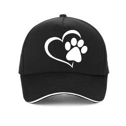 Bedruckte Baseballmütze aus gewaschener Baumwolle Liebe Hund Pfote Herzdruck Baseballkappe Männer Frauen Sommer Pop Harajuku Hip Hop Hut Unisex Outdoor Verstellbarer Knochen Snapback Hut Geschenk von YILILK