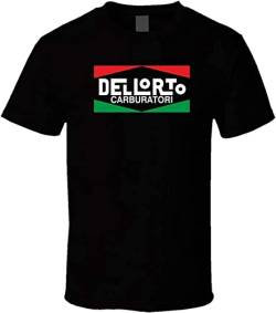 Dellorto Carburetor Logo Printed Black Tee Shirt Mens Round Neck Cotton T-Shirt Short Sleeves Bottoming Tops Clothing Dellorto Holley Carburetor Black XL von YILIN