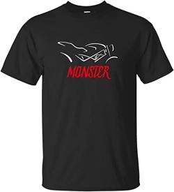 Ducati Monster Superbike Motorcycle Mens Graphic Tee Shirt Casual T Shirt Summer Fashion Short Sleeve Tops Black XXL von YILIN
