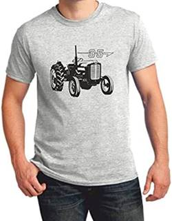 Massey Ferguson 35 Tractor Tee Shirt Mens Round Neck Cotton T-Shirt Bottoming Short Sleeves Tops Clothing Grey XXL von YILIN