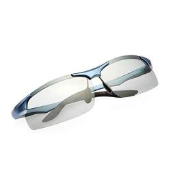 YIMI Herren Photochromatisch Sportbrille Polarisiert Rechteckig Sonnenbrille Al-Mg Metallrahmen Fahrer Anti Reflexbeschichtung 100% UVA UVB Schutz für Golf, Angeln, Autofahren, Outdoor von YIMI