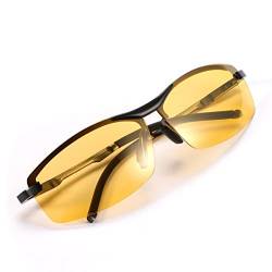 YIMI Herren Photochromatisch Sportbrille Polarisiert Rechteckig Sonnenbrille Al-Mg Metallrahmen Fahrer Anti Reflexbeschichtung 100% UVA UVB Schutz für Golf Angeln Autofahren (A557-Yellow) von YIMI