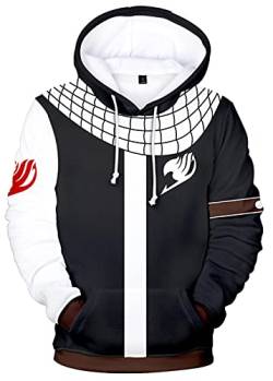 YIMIAO 3D Digitaldruck Printed Jungen Mädchen Anime Fairy Tail Natsu Pullover Freizeit Hoodie Lucy Kapuzenpullover(XL) von YIMIAO