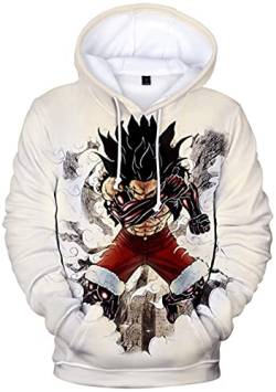 YIMIAO 3D Printed One Piece Pullover Freizeit Anime Luffy Ace Hoodie Kapuzenpullover Herren Jungen(L) von YIMIAO