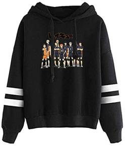 YIMIAO Damen Herren Volleyball Junior Hoodie Karasuno High School Volleyball Sweatshirt Haikyuu Loose Hooded Pullover Cosplay Anime Sportswear Coat Stylish Kapuzenpullover(S) von YIMIAO