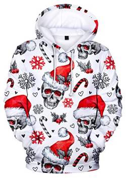 YIMIAO Herren 3D Druck Weihnachten Hoodie Damen Christmas Kapuzenpullover Langarm Sweatshirt Pullover Tops Lässiger Jumper Pulli Kapuzenpulli(3XL) von YIMIAO