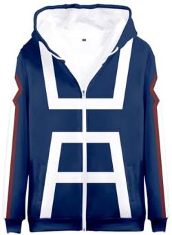 YIMIAO Herren Damen 3D Printed Zip Jacke My Hero Academia Anime Jungen Pullover Reißverschluss Hoodie Unisex Zipper Kapuzenpullover Sweatshirts(M) von YIMIAO