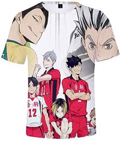 YIMIAO Herren Damen Haikyuu Japanese Anime Kageyama T-Shirts Unisex Tee Casual Kurzarm Sommer Tshirt (XL) von YIMIAO