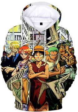 YIMIAO Jungen 3D Printed One Piece Pullover Freizeit Anime Hoodie Luffy Ace Kapuzenpullover （100-160）(140) von YIMIAO