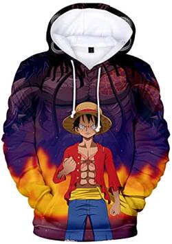 YIMIAO Jungen 3D Printed One Piece Pullover Freizeit Anime Hoodie Luffy Ace Kapuzenpullover （100-160）(150) von YIMIAO