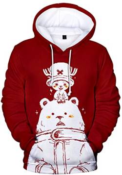 YIMIAO Jungen One Piece Pullover Unisex Hoodie 3D Drucken Cartoon Langarm Luffy Ace Anime Herren Pulli Outwear Kapuzenpullover(XL) von YIMIAO