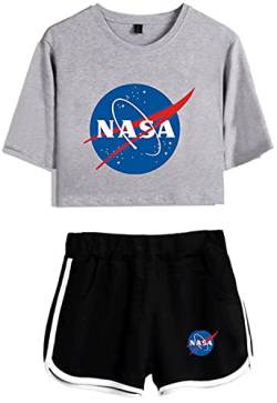 YIMIAO Mädchen NASA Space Shuttle T-Shirt shorts Damen Set Sport bequemes T Shirt und kurze Hose(S) von YIMIAO
