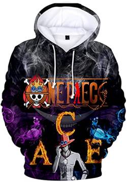 YIMIAO Unisex 3D Drucken One Piece Pullover Manga Anime Outwear Herren Jungen Hoodie Luffy Ace Kapuzenpullover(4XL) von YIMIAO