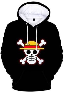 YIMIAO Unisex 3D Drucken One Piece Pullover Manga Anime Outwear Herren Jungen Hoodie Luffy Ace Kapuzenpullover(L) von YIMIAO