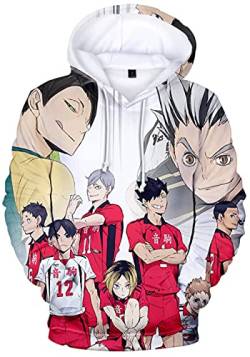 YIMIAO Unisex 3D Haikyuu Manga Anime Pullover Volleyball Junior Kapuzenpullover Outwear Herren Damen Karasuno High School Hoodie(S) von YIMIAO