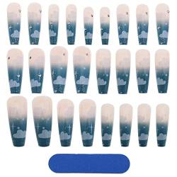 YINETTECH 24 Stück künstliche Nägel lange Ballerina Press on Nails mit selbstklebenden Nagellaschen Abdeckung künstliche Nägel Tipps künstliche Kunst Maniküre Dekoration für Frauen Mädchen von YINETTECH