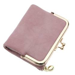 YINETTECH Damen Geldbörse PU Leder Bifold Geldbörse mit Reißverschluss und Kiss Lock Bankkarte Aufbewahrungstasche Vintage Kleine Kompakte Multifunktionale Münzfach 12x10cm, rose, 12x10cm, Vintage von YINETTECH