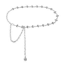 YINETTECH Taillenkette Einreihig Kristall Gürtelkette Diamant Strass Gürtel Dekorative Accessoires für Frauen Dame Mädchen Zinklegierung Silber von YINETTECH