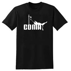 Coma Letter Printed Men T-Shirt Mens Basic Short Sleeve T-Shirt Men Graphic Cool Tops Tees Black 3XL von YINGHUA