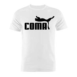 Coma Letter Printed Men T-Shirt Mens Basic Short Sleeve T-Shirt Men Graphic Cool Tops Tees White L von YINGHUA