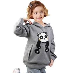 YINGJIELIDE Pullover Hoodie Sweatshirts für Jungen Mädchen, Unisex Kinder Langarm Fleece Hooded Sweatshirt, Hoodies mit Reißverschluss Tasche Größe 5-6 Grau von YINGJIELIDE