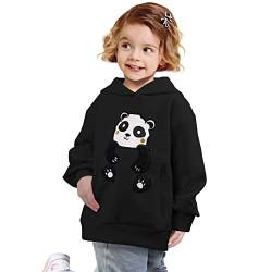 YINGJIELIDE Pullover Hoodie Sweatshirts für Jungen Mädchen, Unisex Kinder Langarm Fleece Hooded Sweatshirt, Hoodies mit Reißverschluss Tasche Größe 7-8 Schwarz von YINGJIELIDE