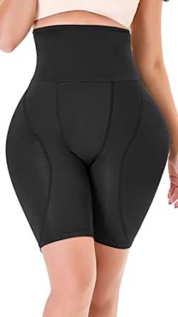 YINGKE Damen Miederpants Gepolstert Po Push Up Butt Lifter Miederhose Kontrolle Shapewear Figurformender (3XL, Hohe Schwarz) von YINGKE