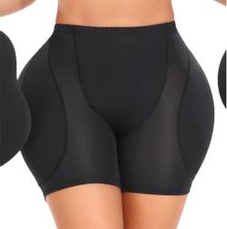 YINGKE Damen Miederpants Gepolstert Po Push Up Butt Lifter Miederhose Kontrolle Shapewear Figurformender (S, Niedrige Schwarz) von YINGKE