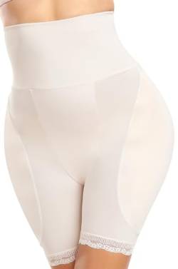 YINGKE Damen Miederpants Gepolstert Po Push Up Butt Lifter Miederhose Kontrolle Shapewear Figurformender (XL, Hohe Beige 2) von YINGKE