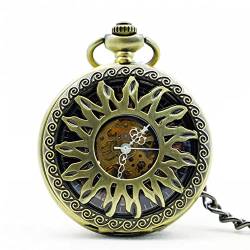 Herren- und Damenaccessoires Bronze Blume Ruder Mechanische Taschenuhren für Männer Steampunk Skeleton Taschenuhren Anhänger Clip Kette Geschenk Hochzeitstag Vatertag Weihnachten Geburtstagsgeschenk von YINGMUZI