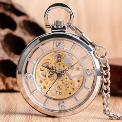 Transparente Hohle Mechanische Taschenuhr Männer Frauen Open Face Vintage Steampunk Hand Wind Fashion Windup Anhänger Geburtstagsgeschenk Hochzeitstag Vatertag Weihnachten Geburtstagsgeschenk von YINGMUZI